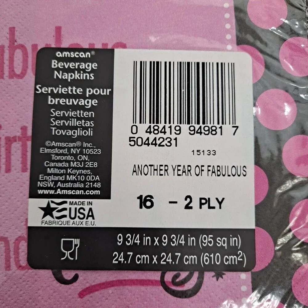 30th Birthday Party Napkins Fabulous Flirty And Thirty Pink Black 16 Count